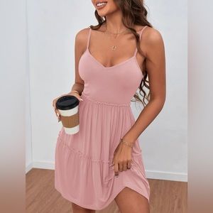 Pink Ruffle Summer Dress Size Small Ultra Soft Fabric